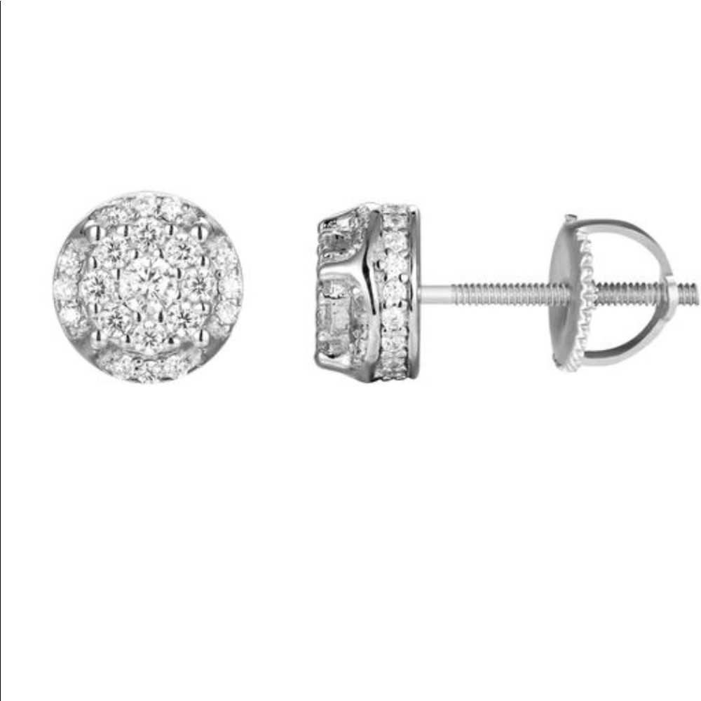 Circle Diamond Stud Earrings